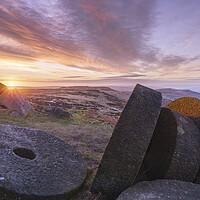 Buy canvas prints of Millstones at sunrise, Derbyshire.  by John Finney