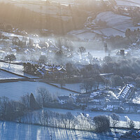 Buy canvas prints of Hayfield Winter Sunrise, Derbyshire, England.  by John Finney