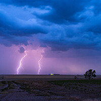 Buy canvas prints of Double lightning in Texas by John Finney