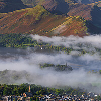 Buy canvas prints of Keswick Old town with Catbells. Lake District. by John Finney