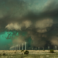 Buy canvas prints of Spectacular Supercell over a windfarm. New Mexico. by John Finney