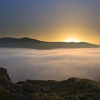 Buy canvas prints of  Helm Crag Twilight, English Lake District panoram by John Finney