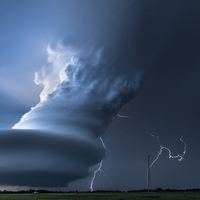 Buy canvas prints of Twin lightning bolts, Nebraska USA. by John Finney