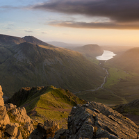 Buy canvas prints of  Scafell Pike from Great Gable. English lake Distr by John Finney