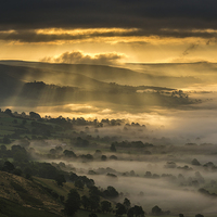 Buy canvas prints of Winhill sunrise, Peak District, England.  by John Finney