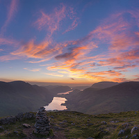 Buy canvas prints of Fleetwith Pike sunset over Buttermere, English Lak by John Finney