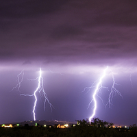 Buy canvas prints of Lightning bolts over New Mexico, USA by John Finney