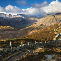 Buy canvas prints of Crinkle Crags and the Langdale Pikes by John Finney