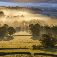 Buy canvas prints of Edale valley sunrise, Peak District, Derbyshire, E by John Finney