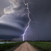 Buy canvas prints of  Huge lightning strike over Nebraska, USA.  by John Finney