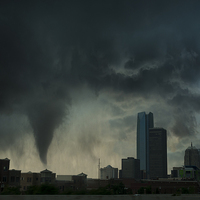 Buy canvas prints of  Tornado over Oklahoma city, USA. by John Finney