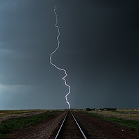 Buy canvas prints of Railroad Lightning Bolt, Colorado, USA. by John Finney