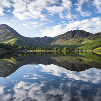 Buy canvas prints of Buttermere symmetry. Lake District. England. by John Finney