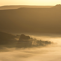 Buy canvas prints of Winhill over a golden misty Hope valley at sunrise by John Finney