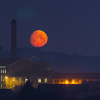 Buy canvas prints of Swizzels Blood moon. New Mills. Derbyshire.  by John Finney