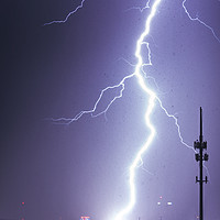 Buy canvas prints of Amarillo gunshot lightning, Texas. by John Finney