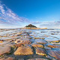 Buy canvas prints of Old stone causeway, St Michaels Mount. by John Finney