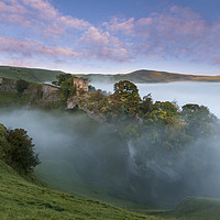 Buy canvas prints of Peveril Castle Autumn Dawn.   by John Finney