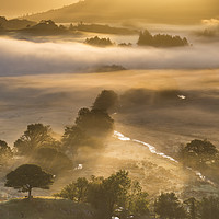 Buy canvas prints of Little Langdale misty sunrise  by John Finney