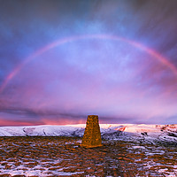 Buy canvas prints of Winter rainbow over Mam Tor summit, Derbyshire by John Finney