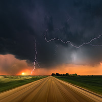 Buy canvas prints of Storm Chase sunset, Colorado. by John Finney