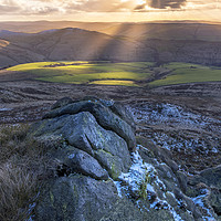 Buy canvas prints of Kinder Scout, Gritstone sunset by John Finney