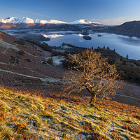 Buy canvas prints of Keswick Autumn sunrise, Lake District. by John Finney