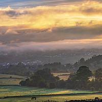 Buy canvas prints of New Mills sunrise, English Peak District. UK. by John Finney