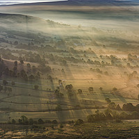 Buy canvas prints of Long Shadows at Sunrise, Hope Valley, Derbyshire by John Finney