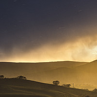 Buy canvas prints of Eccles Pike heavy rain at sunset by John Finney
