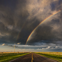 Buy canvas prints of Double rainbow sunset, Colorado by John Finney