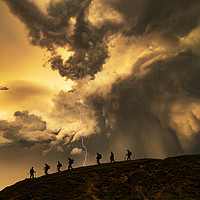Buy canvas prints of Hikers on the storm by John Finney