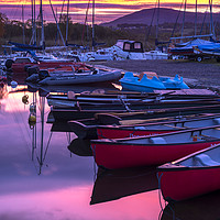 Buy canvas prints of Derwent water sunrise, Lake District.  by John Finney