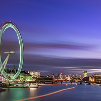 Buy canvas prints of London at dusk with the London Eye, Westminster an by John Finney