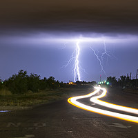 Buy canvas prints of Lightning light trails, New Mexico by John Finney