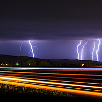 Buy canvas prints of Lightning light trails, New Mexico  by John Finney