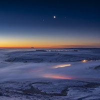Buy canvas prints of Winter conjunction over freezing fog and snow   by John Finney