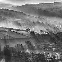 Buy canvas prints of Hayfield shadows (black and white).  by John Finney