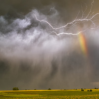 Buy canvas prints of Lightning rainbow hail by John Finney
