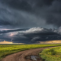 Buy canvas prints of Montana Prairies Lightning Storm by John Finney