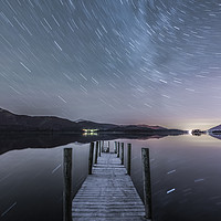 Buy canvas prints of Star trails in the frost, Lake District. by John Finney
