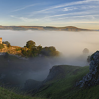 Buy canvas prints of Peveril Castle sunrise by John Finney