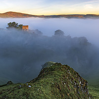 Buy canvas prints of Peveril Castle sunrise, Derbyshire by John Finney