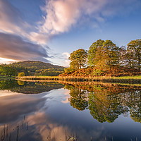 Buy canvas prints of Elterwater Autumn reflections, Lake District by John Finney
