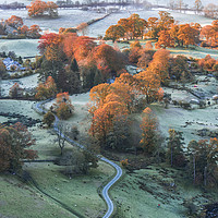 Buy canvas prints of Frosty Autumn sunrise by John Finney