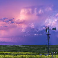 Buy canvas prints of Thunderstorm Lightning over Montana  by John Finney