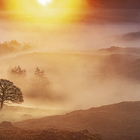 Buy canvas prints of Loughrigg Fell sunrise. Lake District.  by John Finney