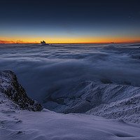 Buy canvas prints of Winter conjunction over freezing fog and snow   by John Finney