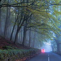 Buy canvas prints of Rider in the mist, Peak District.  by John Finney