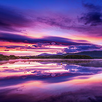 Buy canvas prints of Derwent water sunrise, Lake District by John Finney